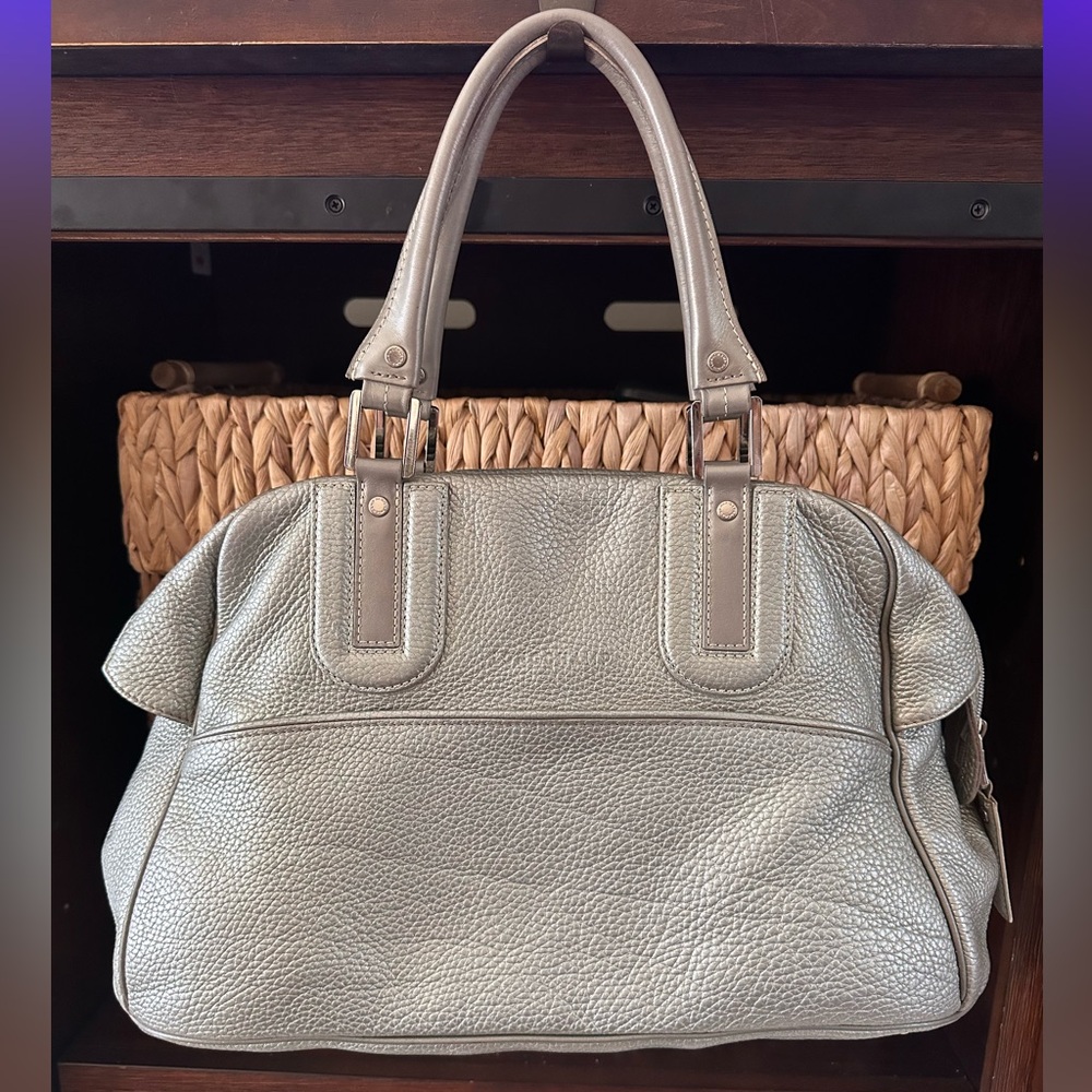 Longchamp Silver Cosmo Satchel Bag